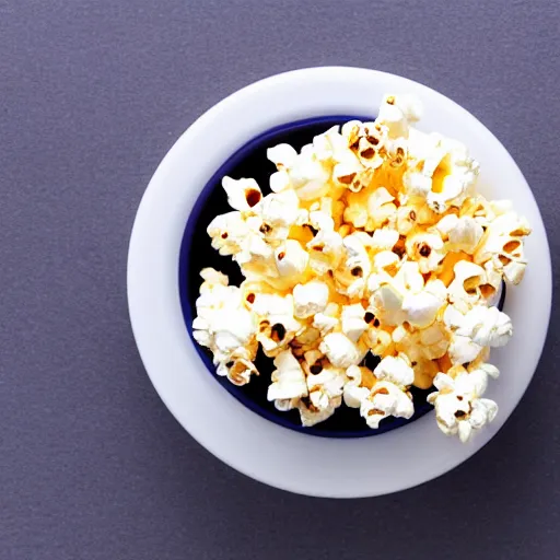 Prompt: Photo of popcorn sed out of a cup+ar 16:9+Overhead view+realistic+title shift