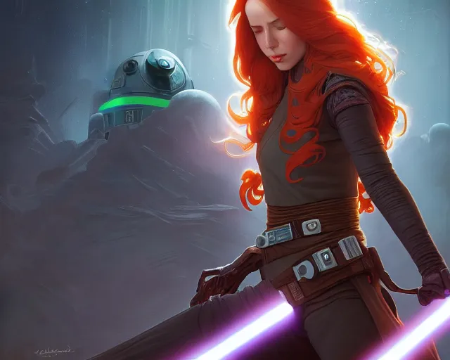 Image similar to photography of mara jade skywalker, deep focus, star wars legends, science fiction, intricate, highly detailed, digital painting, artstation, concept art, matte, sharp focus, illustration, art by artgerm and greg rutkowski and alphonse mucha