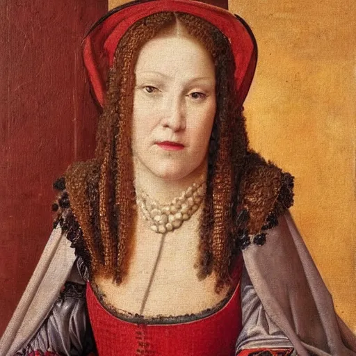 Image similar to portrait of a beautiful woman in a dress, oil painting in a renaissance style, detailed painting