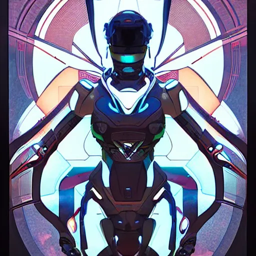 Prompt: symmetry! abstract futuristic robotic, apex legends, epic lighting, illustration black outlining, ultra detailed, art by artgerm and greg rutkowski and alphonse mucha