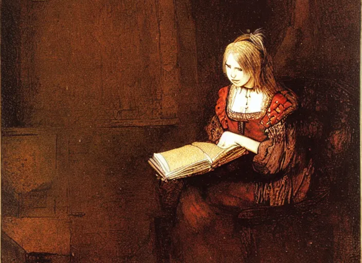 Prompt: misa amane reading a book. by rembrandt