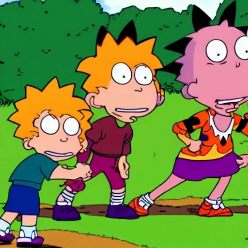 Image similar to rugrats but tommy is a lawnmower