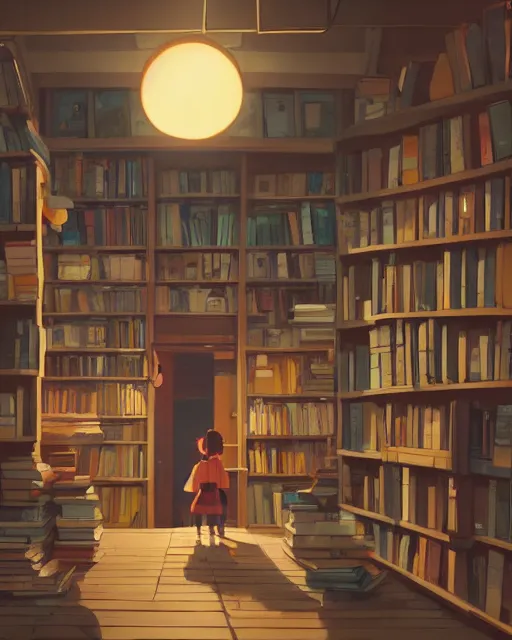 Image similar to book shop, detailed, cory loftis, james gilleard, atey ghailan, makoto shinkai, goro fujita, studio ghibli, rim light, exquisite lighting, clear focus, very coherent, plain background, soft painting