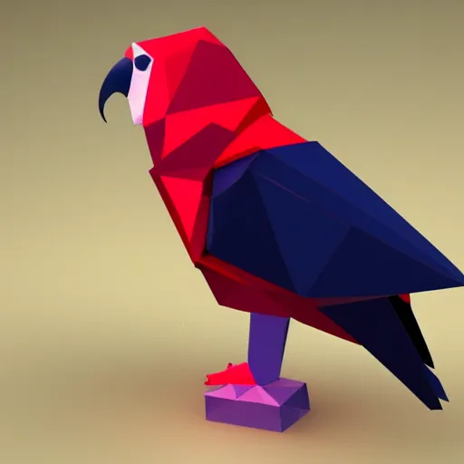 Prompt: a low - poly model of a parrot,