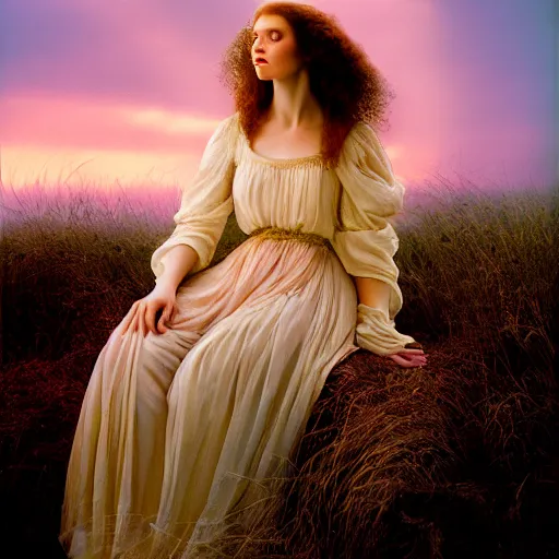 Prompt: photographic portrait of a stunningly beautiful renaissance female in soft dreamy light at sunset, contemporary fashion shoot, by edward robert hughes, annie leibovitz and steve mccurry, david lazar, jimmy nelsson