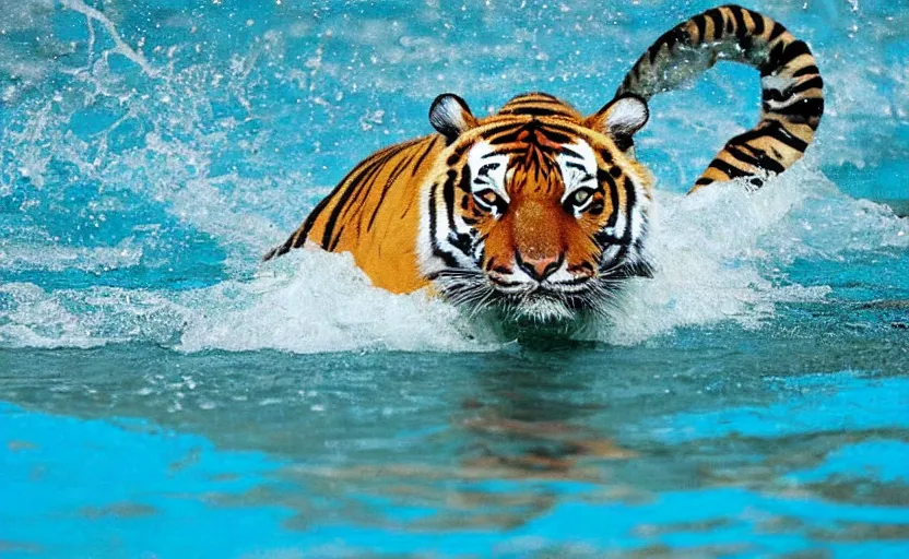 Image similar to a tiger swimming in the olympic games