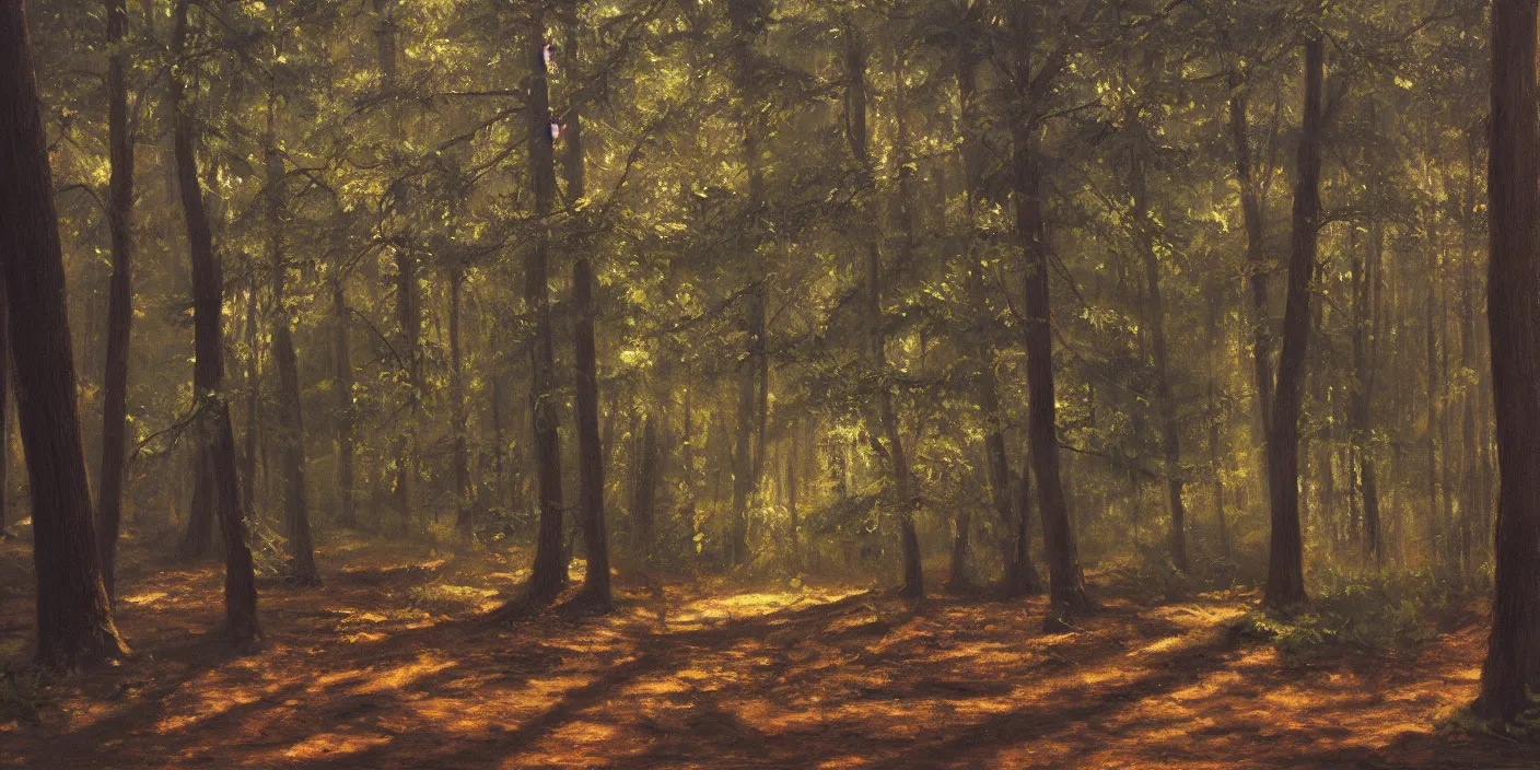 Image similar to woods, cinematic lighting, detailed oil painting, hyperrealistic, 8k