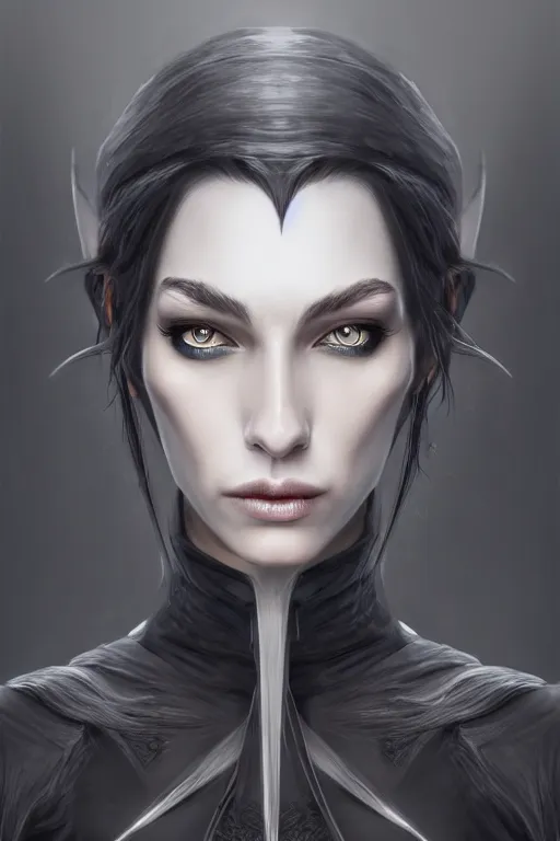 Prompt: ultra realistic style illustration of an androgynous gorgeous witch with shoulder length black hair pale skin and beautiful eyes, headshot, sci - fi, fantasy, intricate, elegant, highly detailed, digital painting, artstation, concept art, smooth, sharp focus, illustration, 8 k frostbite 3 engine, ultra detailed