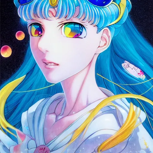 Image similar to prompt : sailor moon portrait soft light painted by james jean and katsuhiro otomo, magical eyes, inspired by evangeleon anime, smooth face feature, intricate oil painting, high detail, sharp high detail, manga and anime 1 9 9 0