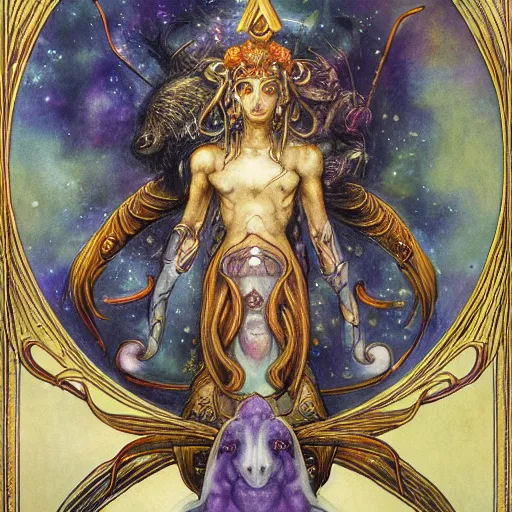 Image similar to aries zodiac artwork, mystic occult style, detailed, 8 k, symmetrical, by brian froud