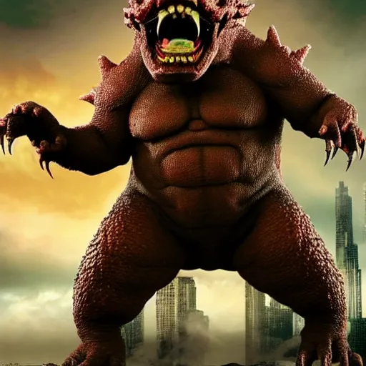 Prompt: toei productions danny devito as a kaiju giant monster. devitozilla