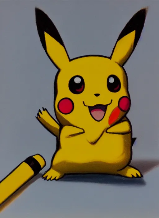 a professional oil painting of pokemon pikachu