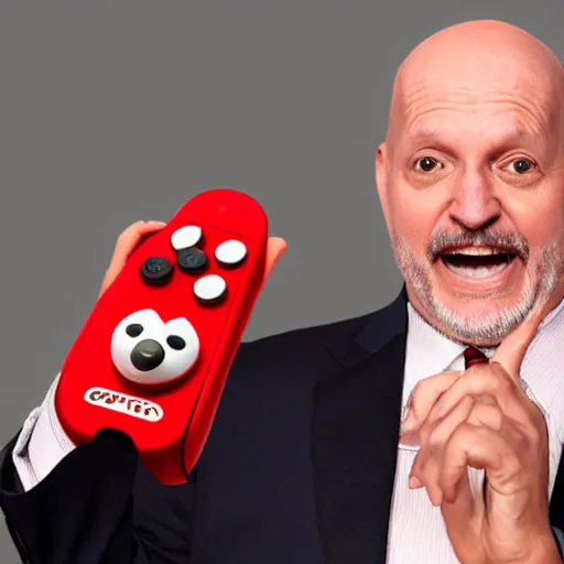 Image similar to Jim Cramer freaking out over Nintendo's newest video game console