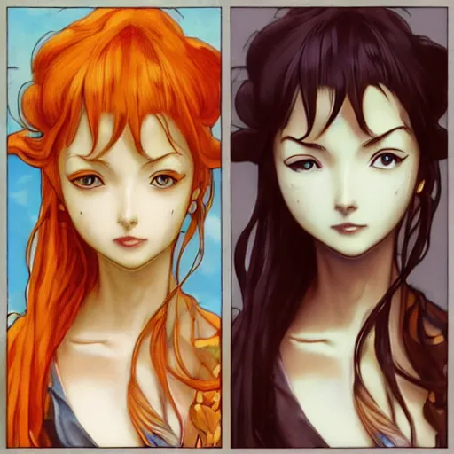 Prompt: intricately detailed vfx portrait of nami from one piece by eiichiro oda, makoto shinkai, alphonse mucha, art by artgerm and greg rutkowski, best of behance, concept art, matte, sharp focus, orange hair, elegant, adolphe bouguereau, annie leibovitz, stanley kubrick, cel shading, ray tracing, hdr,