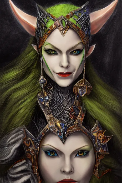 Image similar to Midna from Zelda Twilight Princess oil on canvas, intricate, portrait, 8k highly professionally detailed, HDR, CGsociety