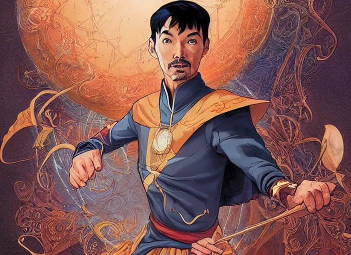 Prompt: a highly detailed [ airbender ] portrait of stephen strange, james gurney, james jean