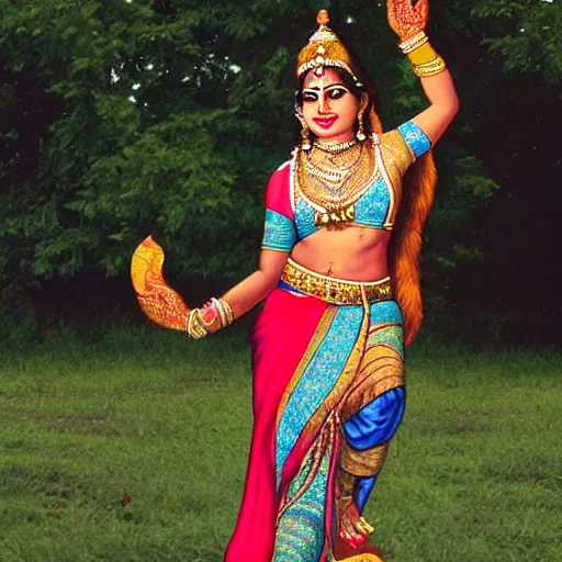 Image similar to beautiful Indian goddess dancing on a poll