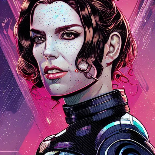 Image similar to a portrait of a female android, by Dan Mumford and Sandra Chevrier, 8k