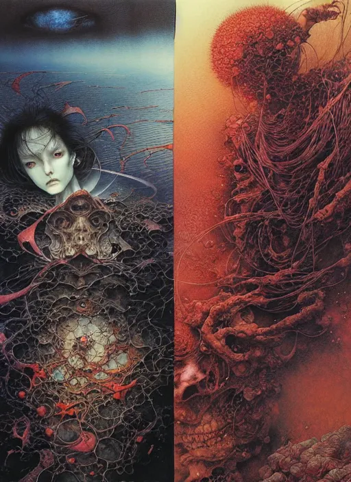 Prompt: detailed image of way down we go by Ayami Kojima, Amano, Karol Bak, Greg Hildebrandt, and Mark Brooks, rich deep colors. Beksinski painting, part by Adrian Ghenie and Gerhard Richter. art by Takato Yamamoto. masterpiece . intricate artwork by Tooth Wu and wlop and beeple, greg rutkowski, very coherent symmetrical artwork, cinematic, hyper realism, high detail, octane render, unreal engine, 8k, Vibrant colors, Smooth gradients, High contrast, depth of field. by Katsuhiro Otomo, full body character drawing, inspired by Evangeleon, clean ink detailed line drawing, intricate detail, extremely detailed. painting by Arthur Rackham, Eugene de Blaas, Frederic Leighton