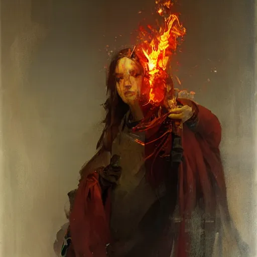 Image similar to the pyromancer by ruan jia, portrait