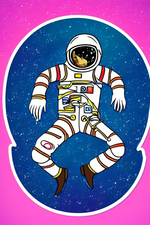 Image similar to A portrait of a skeleton as an astronaut in space, sticker, colorful, illustration, highly detailed, smooth and clean vector curves, no jagged lines, vector art, smooth