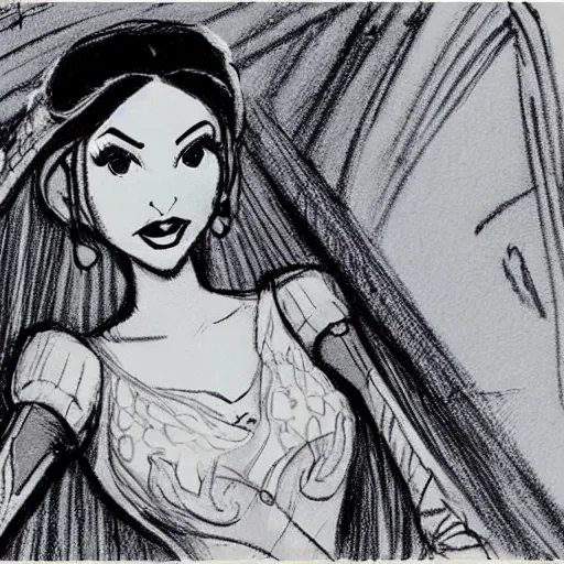 Image similar to milt kahl sketch of victoria justice as princess padme from star wars episode 3