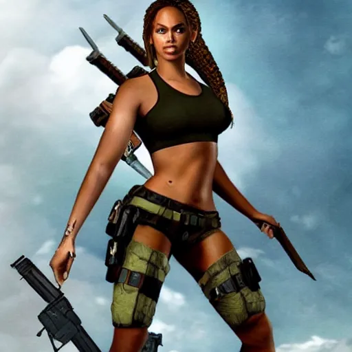 Prompt: beyonce as lara croft