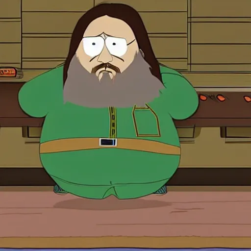 Image similar to the dude from the big lebowski as south park character