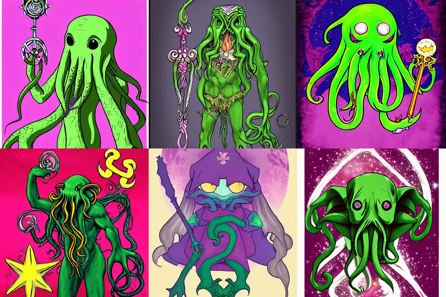 Prompt: Cthulhu dressed as a magical girl