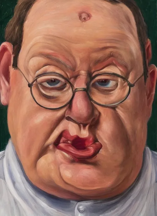 Image similar to Real life Peter Griffin, painted by Lucian Freud, highly detailed, 8k