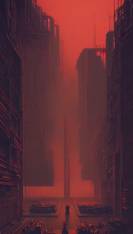 Image similar to a giant weird industrial zone with strange lights in the background, in the style of beksinski, by edward hopper and rodcenko and yue minjun and cory loftis, intricate and epic composition, red by caravaggio, highly detailed, masterpiece, artstation, art nouveau