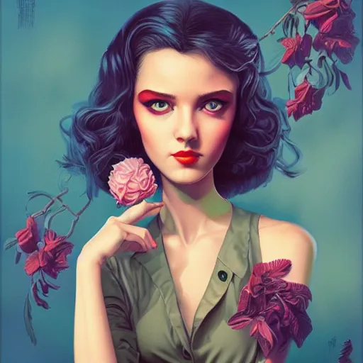 Image similar to Lofi actress portrait, Pixar style by Tristan Eaton and Stanley Artgerm and Tom Bagshaw and Tim Burton