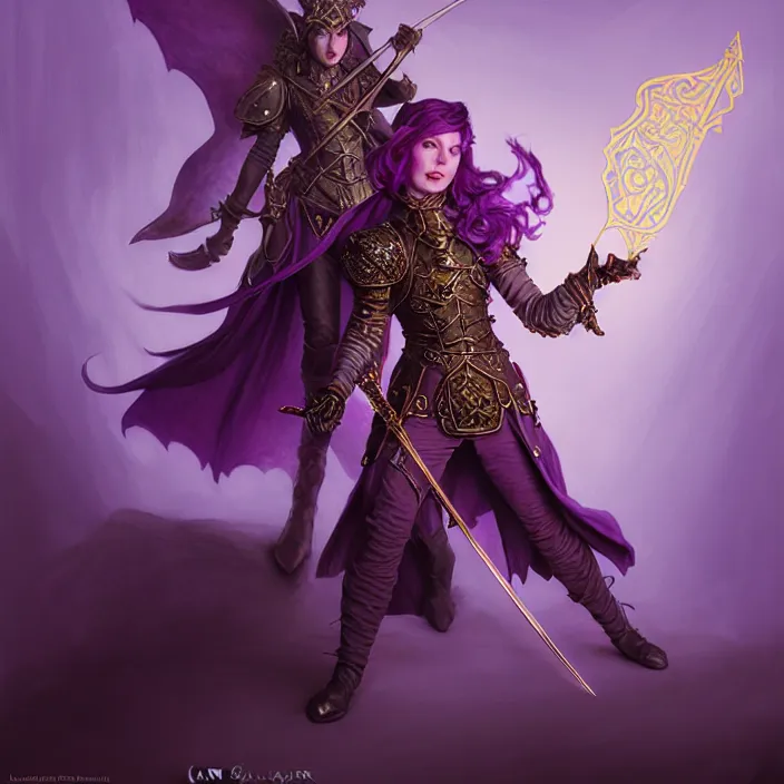 Prompt: d & d bard with her lilac leather armor in am evil dungeon, volumetric lighting, fantasy, intricate, elegant, highly detailed, lifelike, photorealistic, digital painting, artstation, fox ears illustration, concept art, sharp focus, by john collier and albert aublet and krenz cushart and artem demura and alphonse mucha