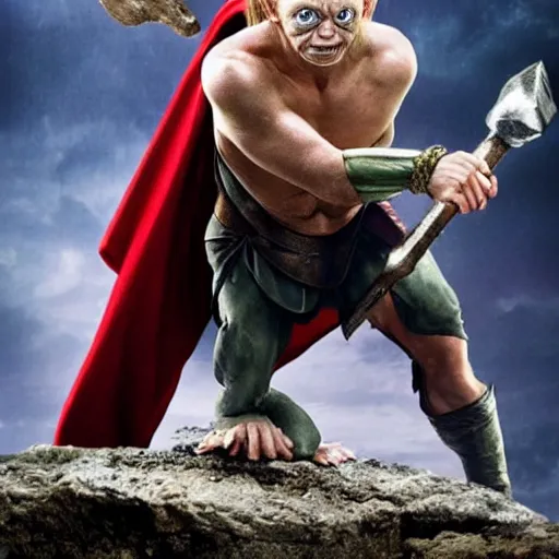 Image similar to gollum as Thor