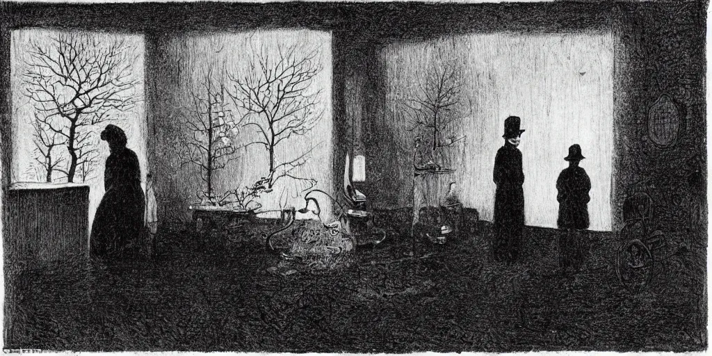 Prompt: solitary strange aura in the style of Theodor Severin Kittelsen