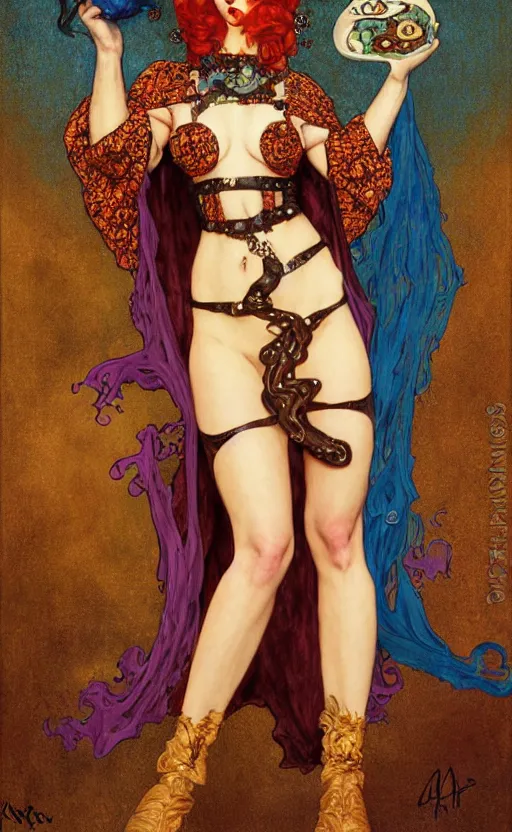 Image similar to full length portrait of a woman who is a mix cookie monster and taylor swift, sorcereress using dark seduction magic, d & d, medieval, fantasy, royo, klimt, miro, vallejo, frazetta, alphonse mucha, greg rutkowski, whealan