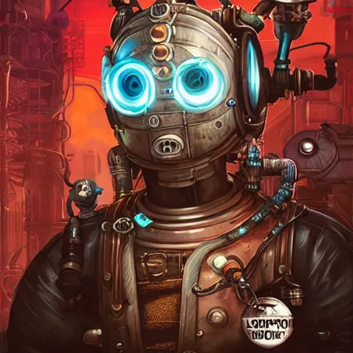 Image similar to Lofi Biopunk Steampunk Cyberpunk Bioshock Pokemon portrait, Pixar style, by Tristan Eaton Stanley Artgerm and Tom Bagshaw.