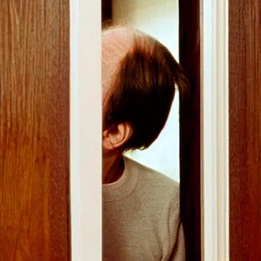 Image similar to the scene from the shining where jack shoves his face through the door but it's joe biden