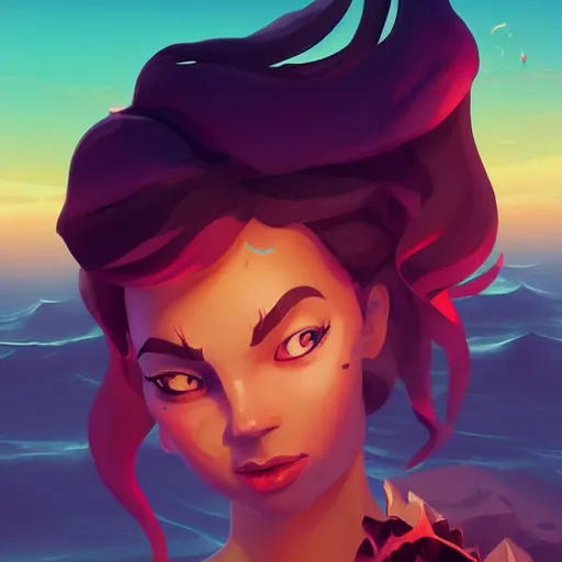 Image similar to painting mermaid treasure on sea of thieves game avatar hero smooth face median photoshop filter cutout vector, behance hd by jesper ejsing, by rhads, makoto shinkai and lois van baarle, ilya kuvshinov, rossdraws global illumination