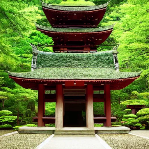 Image similar to a beautiful Zen Buddhist Forest Temple by Tomomi Abe