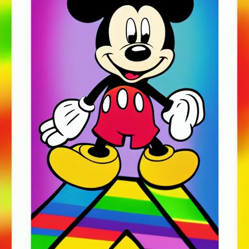 Image similar to Mickey Mouse PRIDE poster, LGBT, supportive, colorful