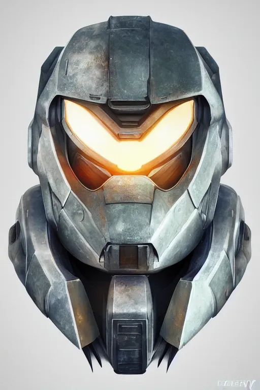 Image similar to robot ninja mask helmet halo master chief radiating a glowing aura global illumination ray tracing hdr fanart arstation by ian pesty and katarzyna da „ bek - chmiel