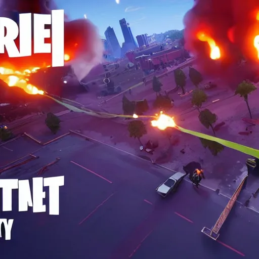 Image similar to 911 terror attack in Fortnite, 4k