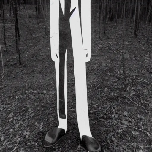 Image similar to black and white photo of slenderman