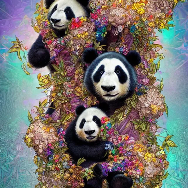 Panda Bear Fractal Gem Painting · Creative Fabrica