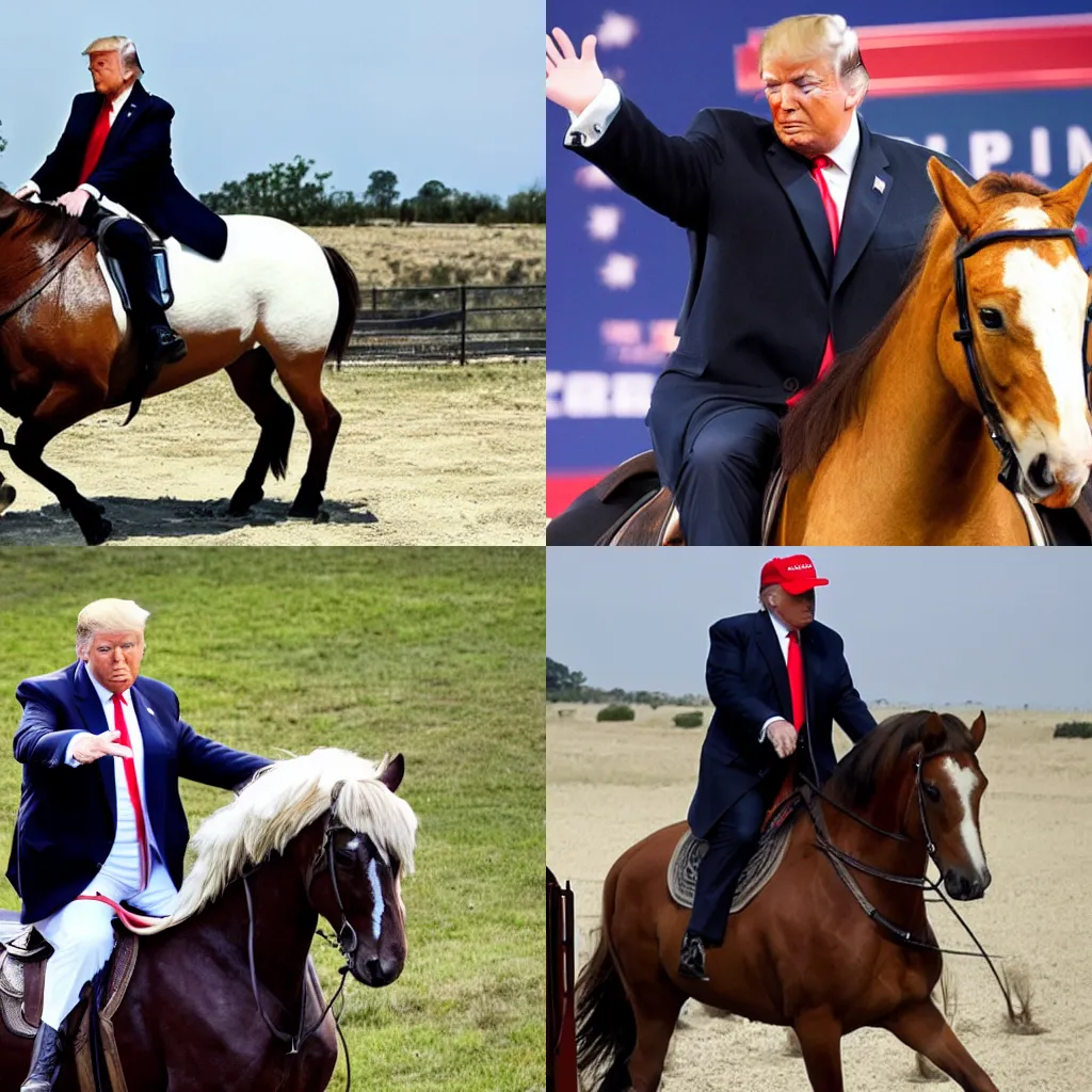 Prompt: Donald Trump riding a horse