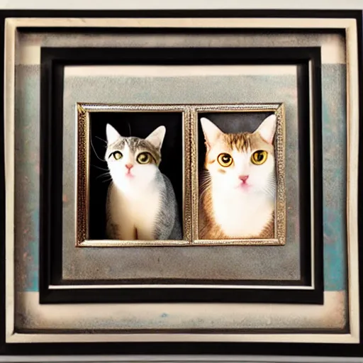 Prompt: picture frame made of cat fangs