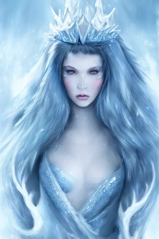 Prompt: Ice Dragon princess, digital art, 8k ,character ,realistic, portrait, hyperrealistic