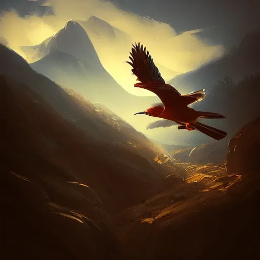 Prompt: milvus milvus bird flying in avila mountains, 4 k, concept art, by wlop, ilya kuvshinov, artgerm, krenz cushart, greg rutkowski, pixiv. cinematic dramatic atmosphere, sharp focus, volumetric lighting, cinematic lighting, studio quality