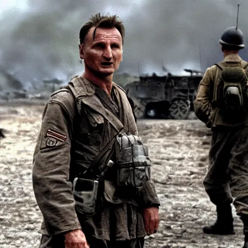 Prompt: Liam Neeson starring in Saving Private Ryan